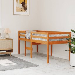 Gossi pat inalt de dormitor, maro ceruit, 80x200 cm, lemn masiv pin