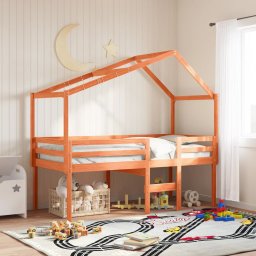 Gossi pat inalt de dormitor, maro ceruit, 90x190cm, lemn masiv de pin