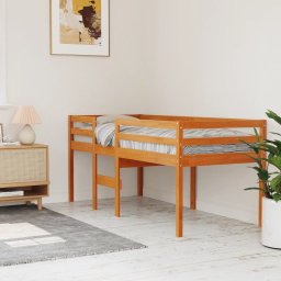 Gossi pat inalt de dormitor, maro ceruit, 90x200 cm, lemn masiv pin