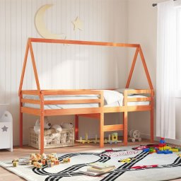 Gossi pat inalt de dormitor, maro ceruit, 90x200cm, lemn masiv de pin