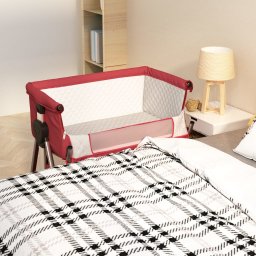Gossi pat pentru copii cu saltea, rosu, panza textil