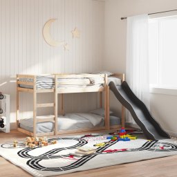 Gossi pat supraetajat cu tobogan si scara, 90x190 cm, lemn masiv pin