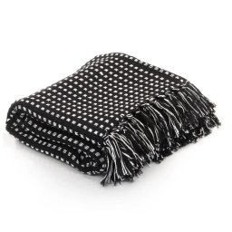 Gossi patura decorativa cu patratele, bumbac, 220 x 250 cm, negru