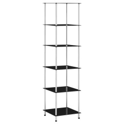 Gossi raft cu 6 niveluri, negru, 40 x 40 x 160 cm, sticla securizata