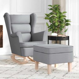 Gossi scaun balansoar cu taburet, gri deschis, textil