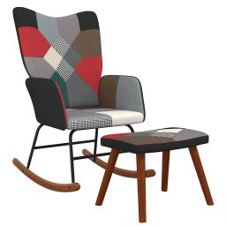 Gossi scaun balansoar cu taburet, material textil, petice