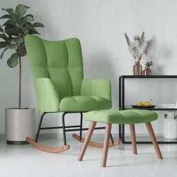 Gossi scaun balansoar cu taburet, verde deschis, catifea