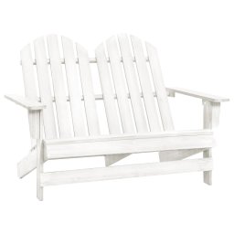 Gossi scaun de gradina adirondack cu 2 locuri, alb, lemn masiv brad