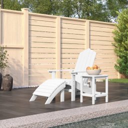Gossi scaun de gradina adirondack cu masa si taburet, alb, hdpe