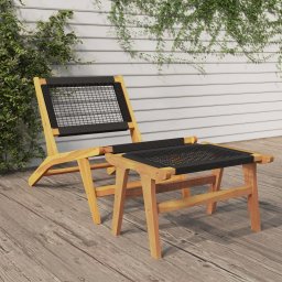 Gossi scaun de gradina cu suport picioare, lemn masiv tec & poliester
