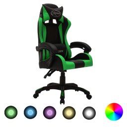 Gossi scaun de jocuri cu led rgb, verde si negru, piele ecologica