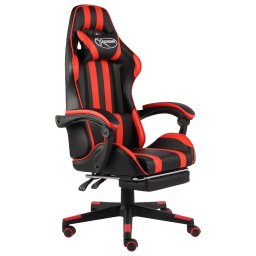 Gossi scaun de racing suport picioare negru/rosu piele ecologica