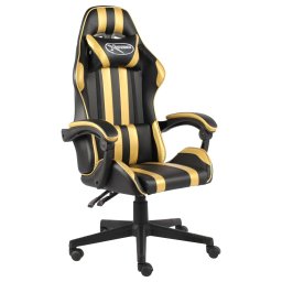 Gossi scaun de racing, negru si auriu, piele ecologica