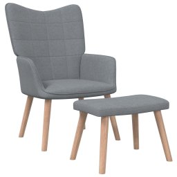 Gossi scaun de relaxare cu taburet, gri deschis, textil