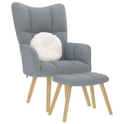 Gossi scaun de relaxare cu taburet, gri deschis, textil