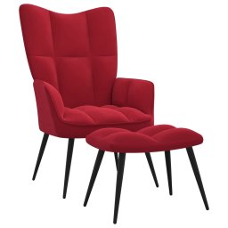 Gossi scaun de relaxare cu taburet, rosu vin, catifea