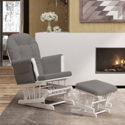 Gossi scaun de relaxare glisant cu taburet, gri inchis, textil
