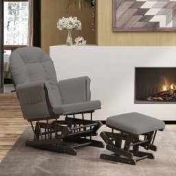 Gossi scaun de relaxare glisant cu taburet, gri inchis, textil