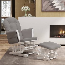 Gossi scaun glisant cu taburet, gri deschis, material textil