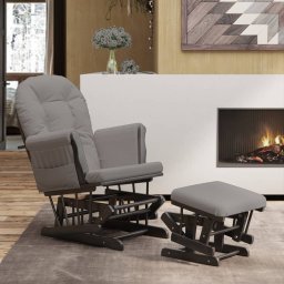 Gossi scaun glisant cu taburet, gri deschis, material textil
