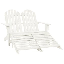 Gossi scaun gradina adirondack cu 2 locuri & otoman alb, lemn de brad