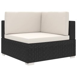 Gossi scaun modular de colt, 1 buc., negru, poliratan, cu perne