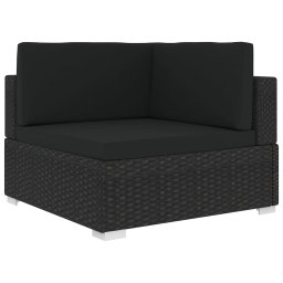 Gossi scaun modular de colt, 1 buc., negru, poliratan, cu perne