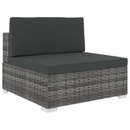 Gossi scaun modular de mijloc, 1 buc., gri, poliratan, cu perne