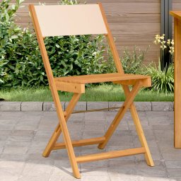 Gossi scaune bistro 2 buc., bej, lemn masiv acacia si textil