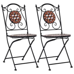 Gossi scaune bistro cu mozaic, 2 buc., maro, ceramica