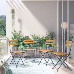 Gossi scaune bistro pliabile, 4 buc., lemn masiv acacia