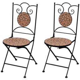 Gossi scaune bistro pliante, 2 buc., caramiziu, ceramica