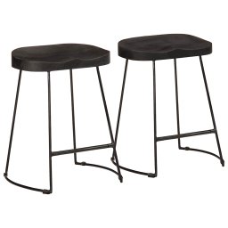 Gossi scaune de bar 2 buc negru 46x38x52 cm lemn masiv de mango