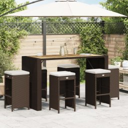 Gossi scaune de bar pentru gradina cu perne, 6 buc., maro, poliratan