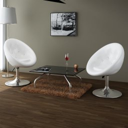 Gossi scaune de bar, 2 buc., alb, piele ecologica