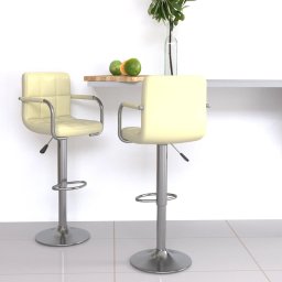 Gossi scaune de bar, 2 buc., crem, piele ecologica