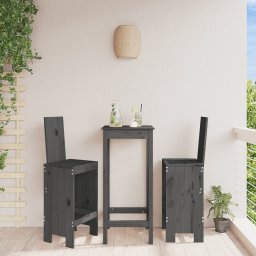 Gossi scaune de bar, 2 buc., gri, 40x42x120 cm, lemn masiv de pin