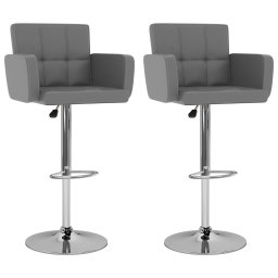 Gossi scaune de bar, 2 buc., gri, piele ecologica