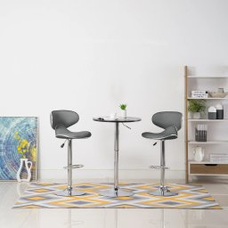 Gossi scaune de bar, 2 buc., gri, piele ecologica