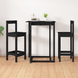 Gossi scaune de bar, 2 buc., negru, 40x41,5x112 cm, lemn masiv pin