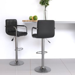 Gossi scaune de bar, 2 buc., negru, piele ecologica