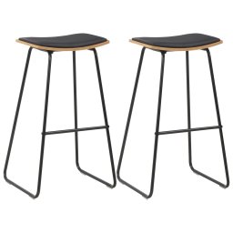 Gossi scaune de bar, 2 buc., negru, piele ecologica