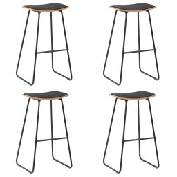 Gossi scaune de bar, 4 buc., negru, piele ecologica
