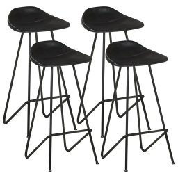 Gossi scaune de bar, 4 buc., negru, piele naturala
