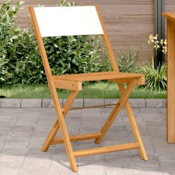 Gossi scaune de bistro 2 buc., textil alb crem si lemn masiv acacia
