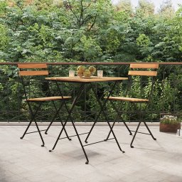 Gossi scaune de bistro pliabile, 2 buc., lemn masiv de tec si otel