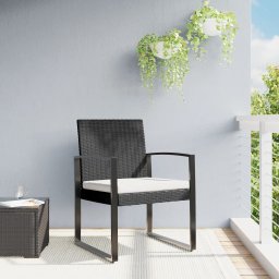 Gossi scaune de bucatarie de gradina, 2 buc., negru, rattan pp