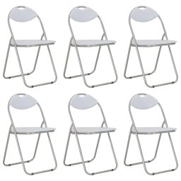 Gossi scaune de bucatarie pliabile, 6 buc., alb, piele ecologica
