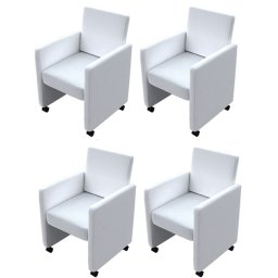 Gossi scaune de bucatarie, 4 buc., alb, piele ecologica