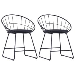 Gossi scaune de bucatarie, sezut piele ecologica, 2 buc., negru, otel